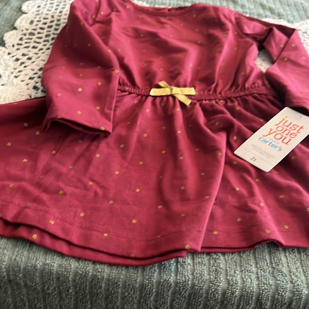 Girls Just one you.  Made by Carters maroon with gold spots. Size 2T - Picture 4 of 6
